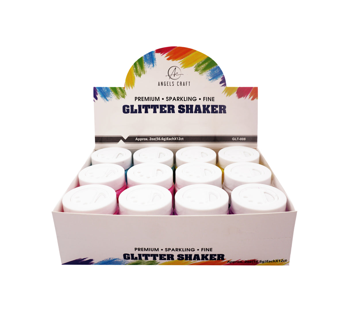 Angels Craft 12 Count Glitter Shakers - Assorted Vivid Colors