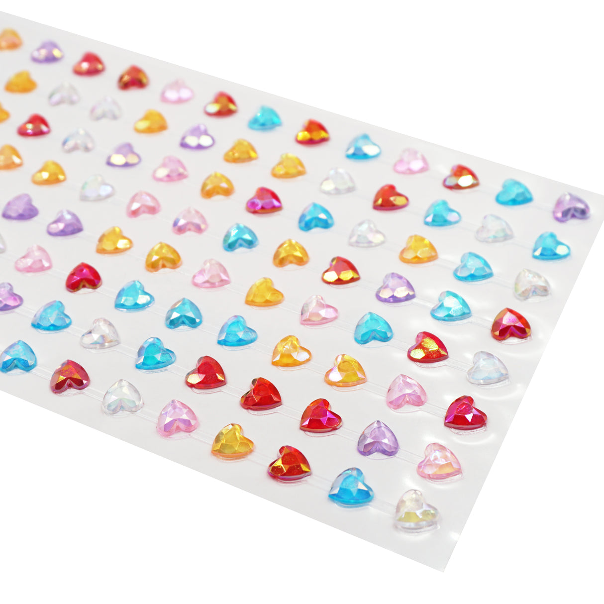 Stone Sticker Sheet: Multi Color Heart Shape (176 Stones Total)