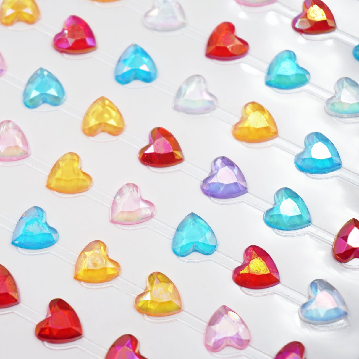 Stone Sticker Sheet: Multi Color Heart Shape (176 Stones Total)