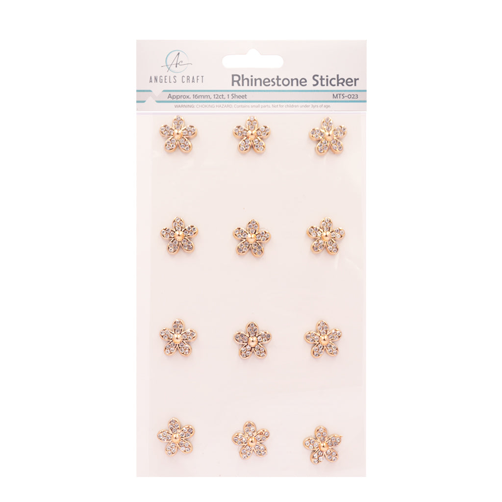 Angels Craft Stone Sticker Sheet Stickers: Gold Flower Stone Shapes (12 Stones Total)