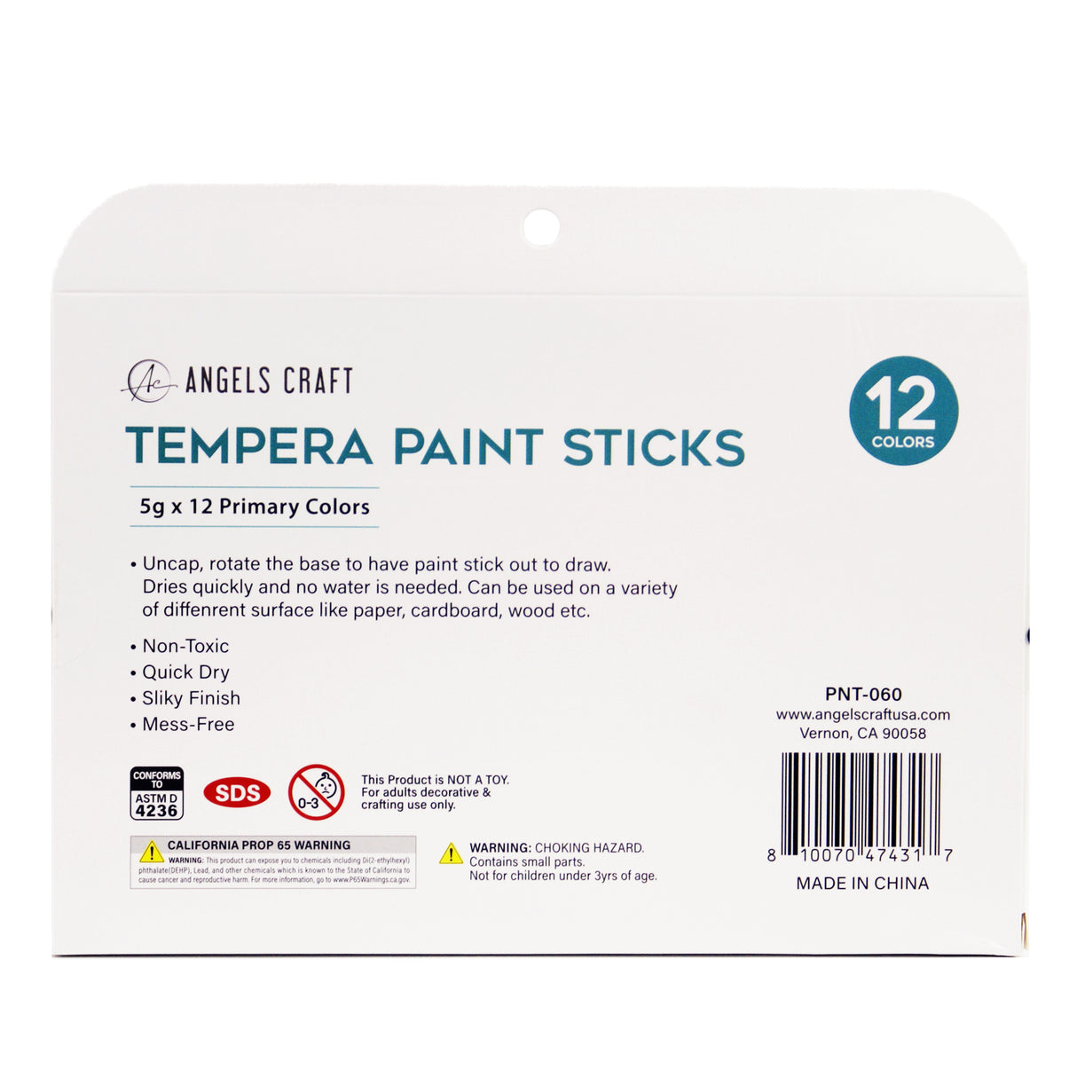 Angels Craft 12-Piece Tempera Paint Sticks