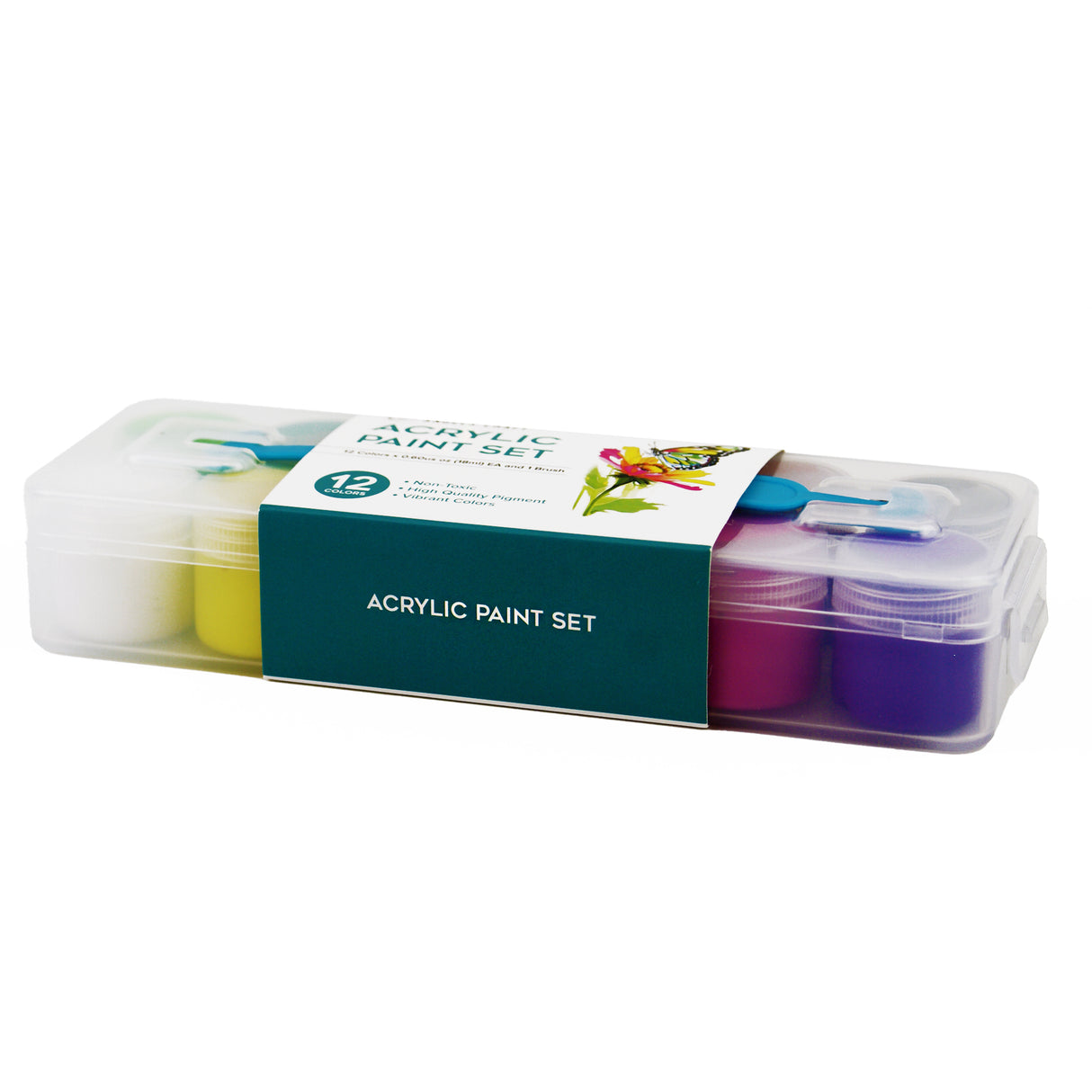 Angels Craft 12-Piece Acrylic Paint Set with Handling Clear Case