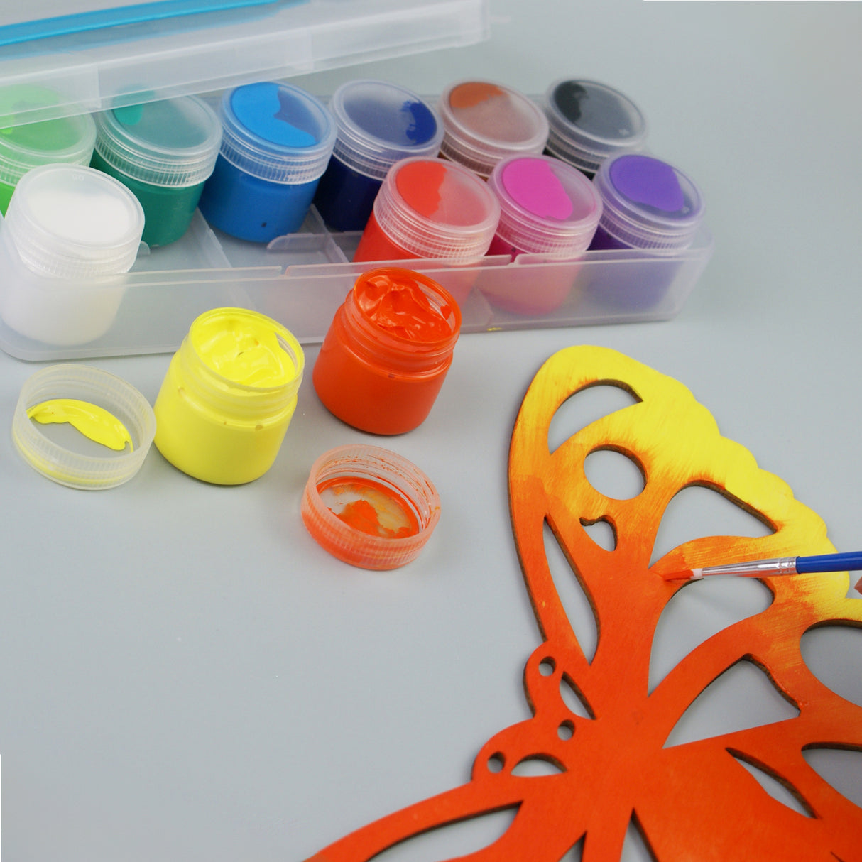 Angels Craft 12-Piece Acrylic Paint Set with Handling Clear Case