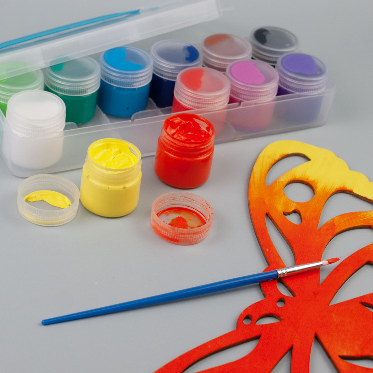 Angels Craft 12-Piece Acrylic Paint Set with Handling Clear Case