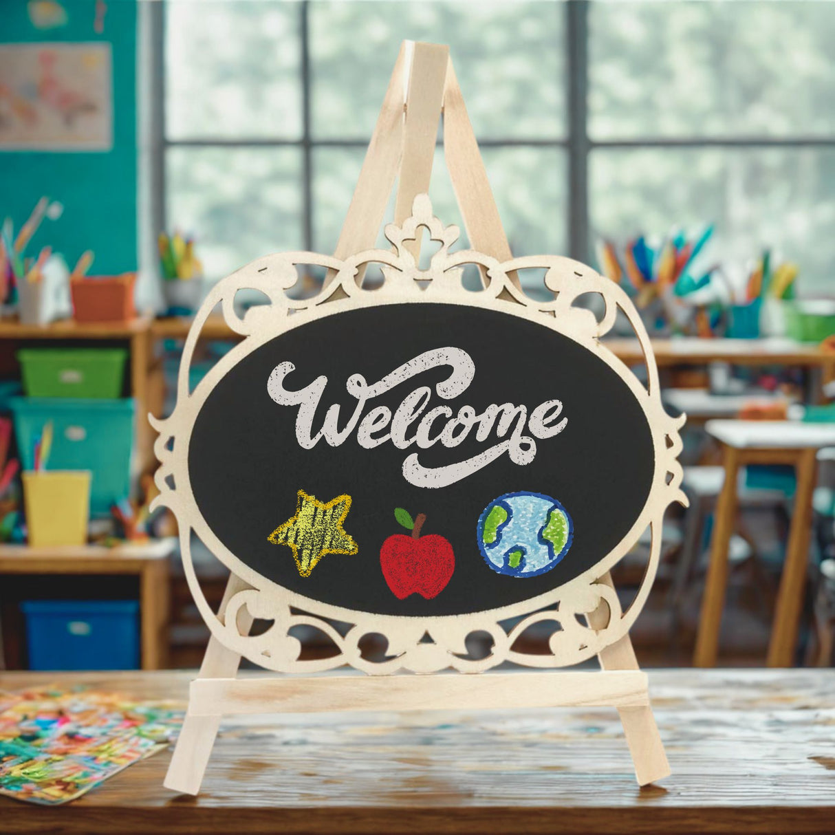 Angels Craft Chalkboard Easel in Oval Shape