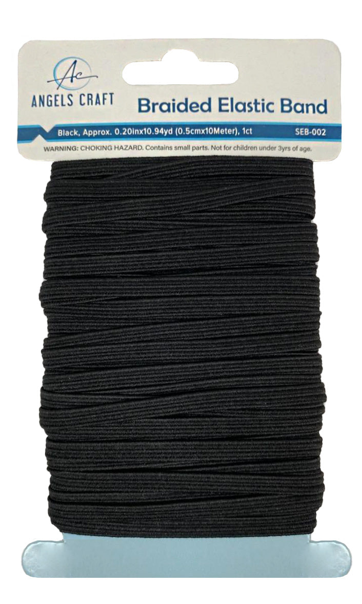 Premium Braided Elastic Band – 0.20" Wide x 10.94 Yards (10 Meters)