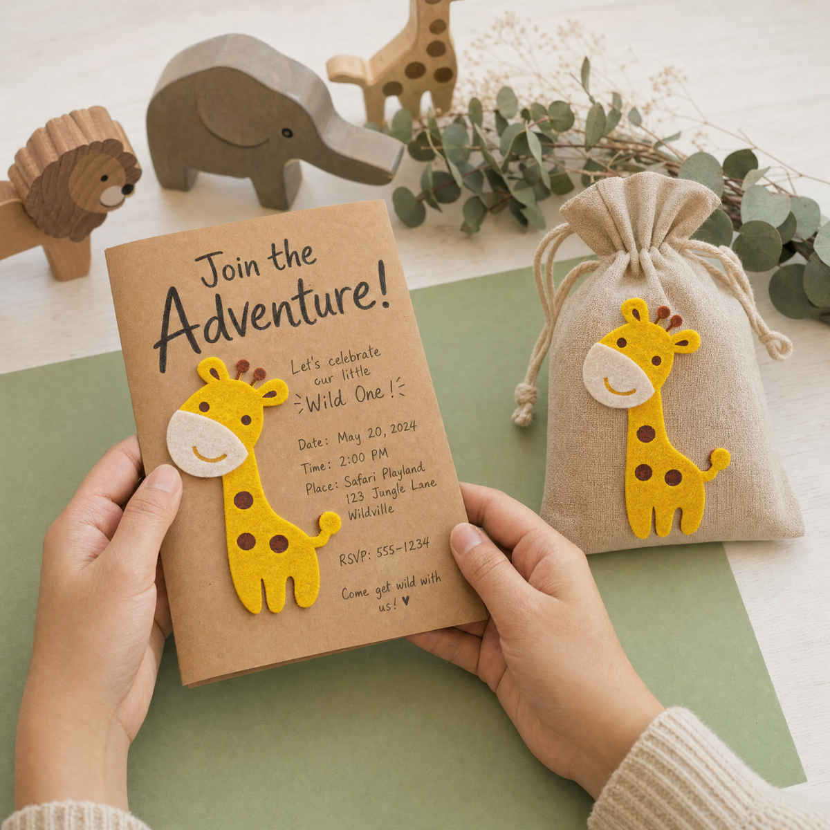 Cute Felt Giraffe Stickers – 4-Pack Peel & Stick Craft Embellishments