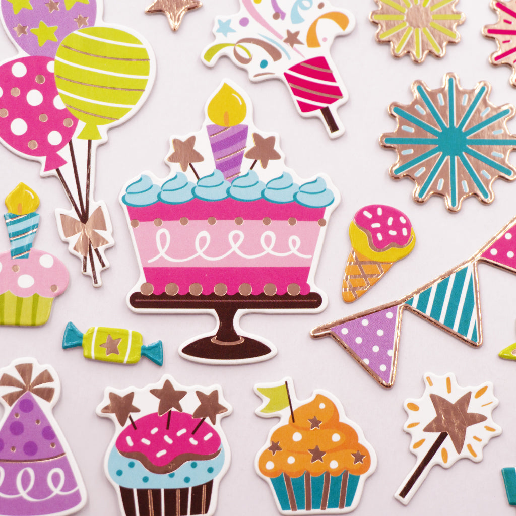 Angels Craft Chipboard Stickers: Happy Birthday Party (31 Stickers Total)
