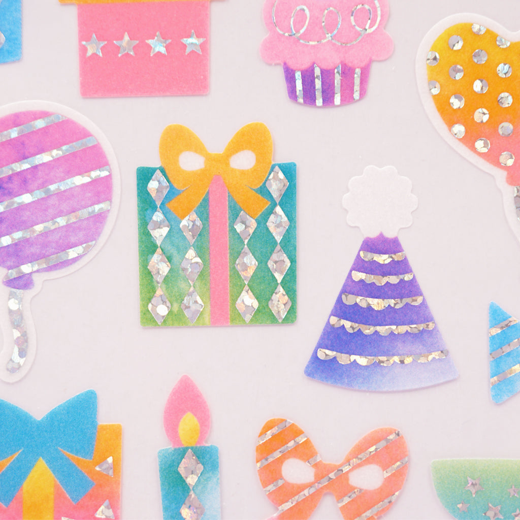 Angels Craft Paper Stickers: Watercolor Birthday Party (31 Stickers Total)