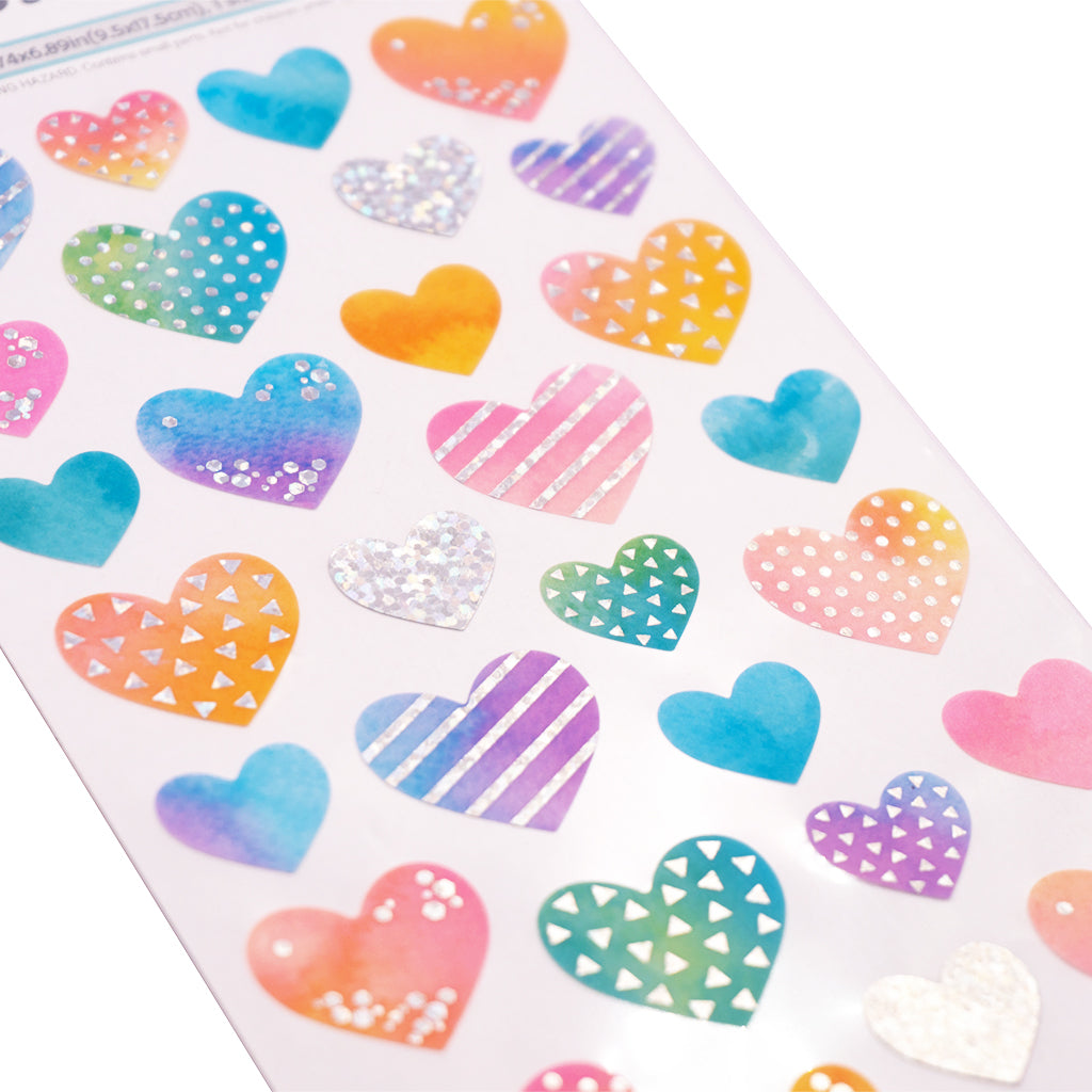 Angels Craft Paper Stickers: Watercolor Hearts (33 Stickers Total)