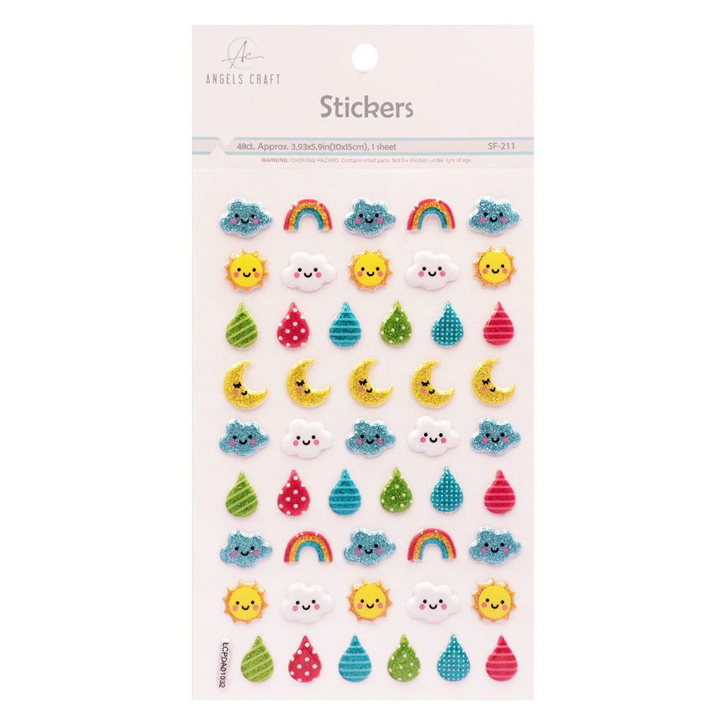 Angels Craft Puffy Stickers: Sparkle Weather Friends (48 Stickers Total)