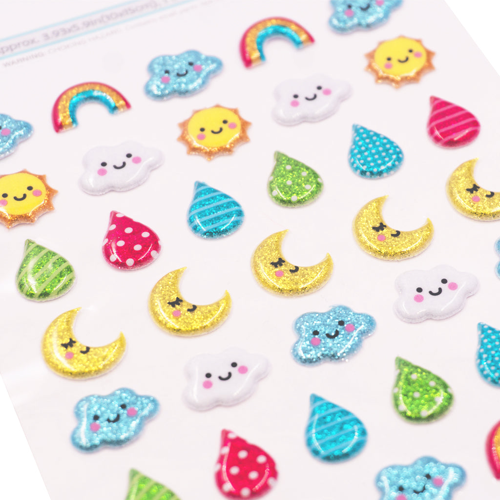 Angels Craft Puffy Stickers: Sparkle Weather Friends (48 Stickers Total)