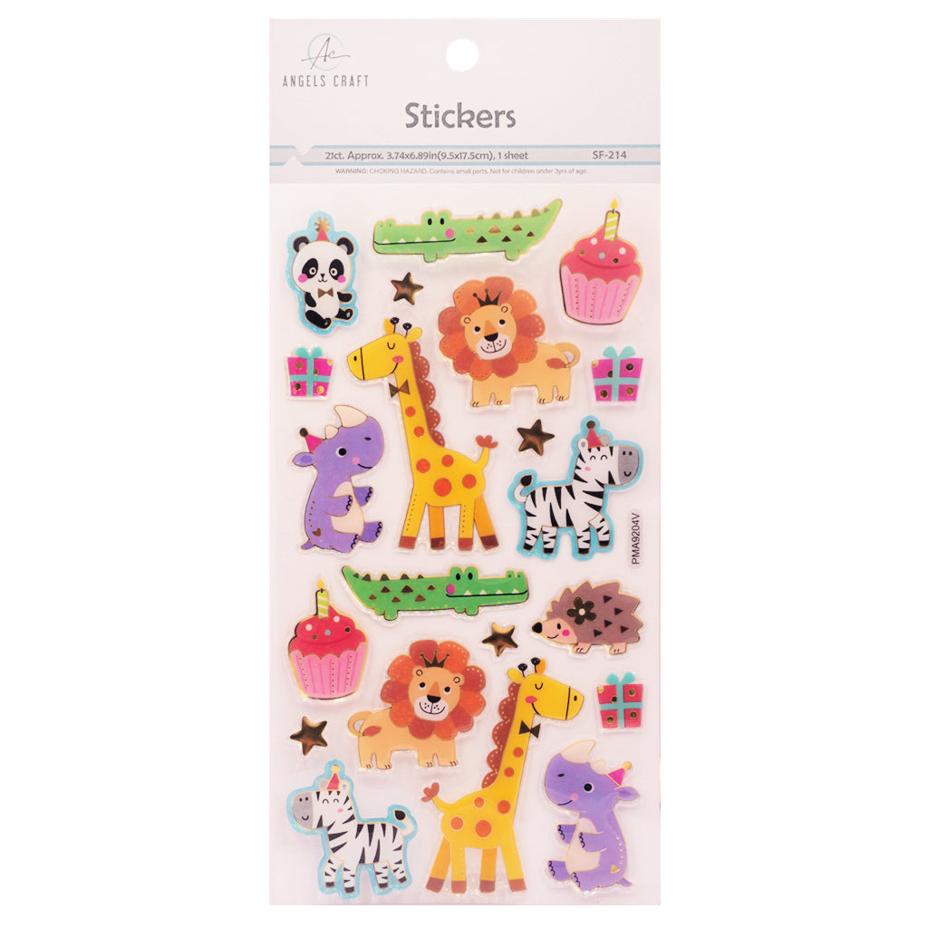 Angels Craft Epoxy Stickers: Party Safari (21 Stickers Total)