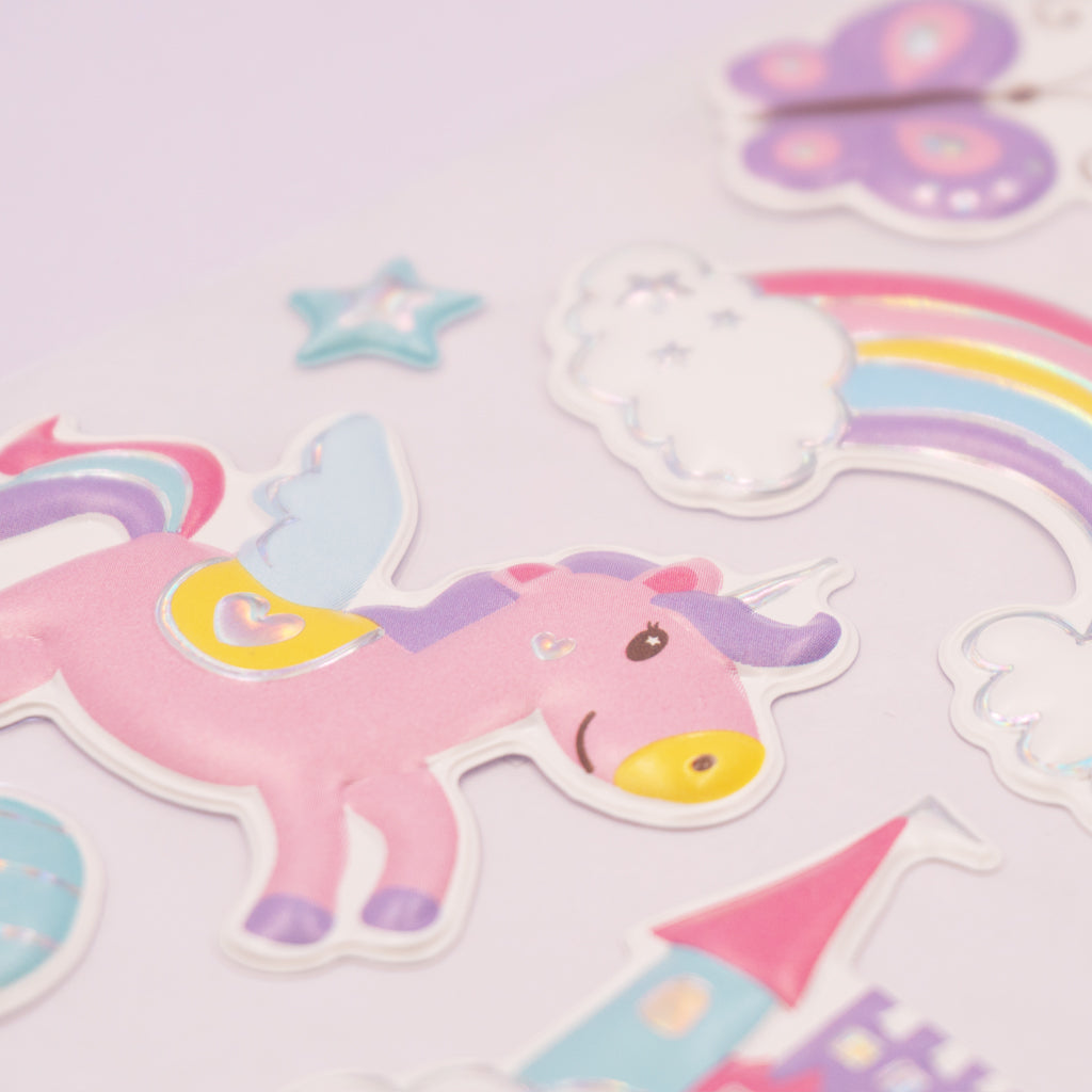 Angels Craft Puffy Stickers: Unicorn Whimsy Dream (21 Stickers Total)