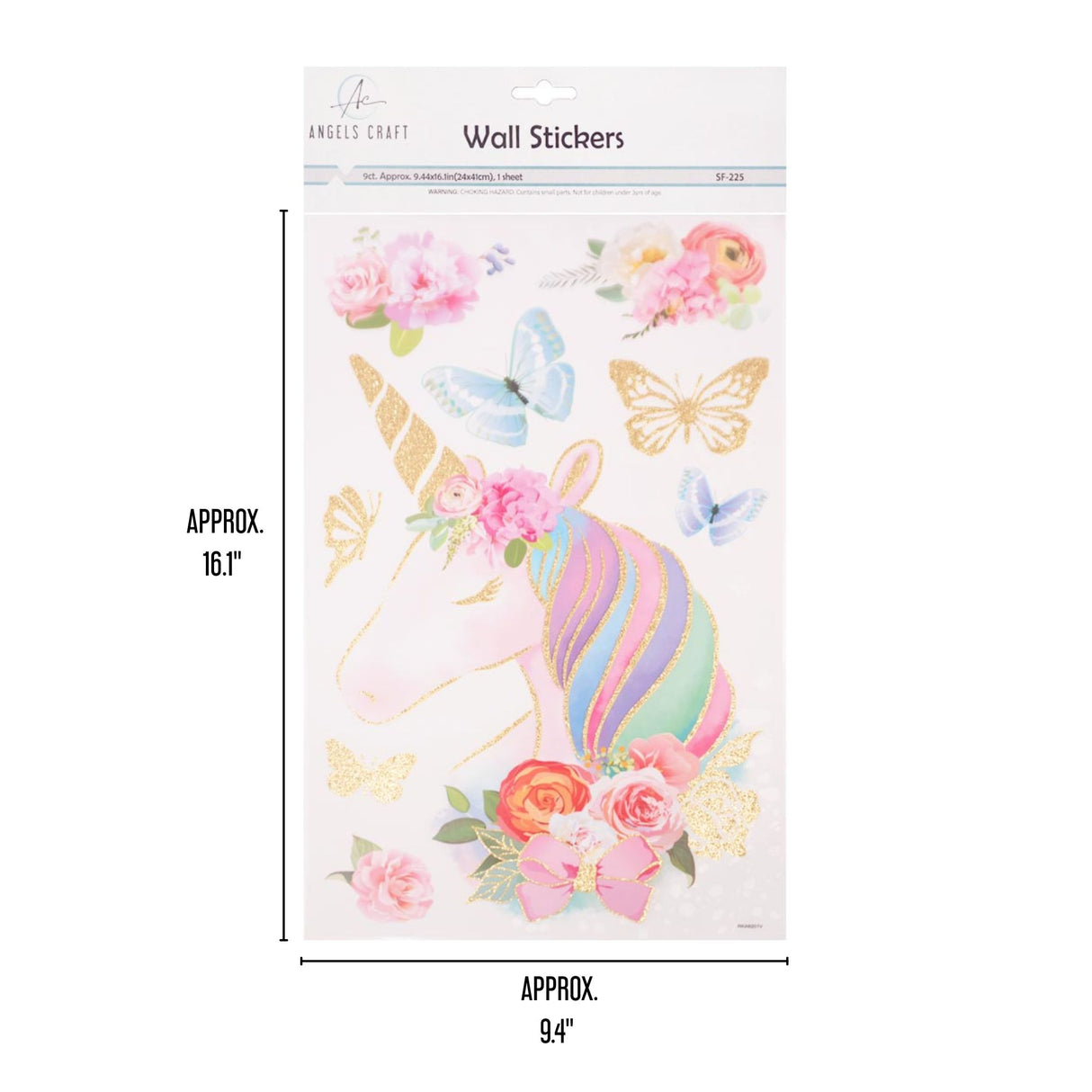 Angels Craft Wall Stickers: Florals & Unicorn