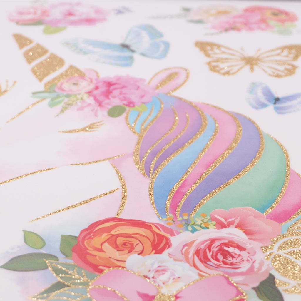 Angels Craft Wall Stickers: Florals & Unicorn