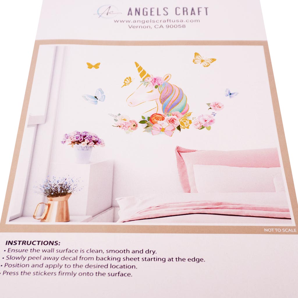 Angels Craft Wall Stickers: Florals & Unicorn