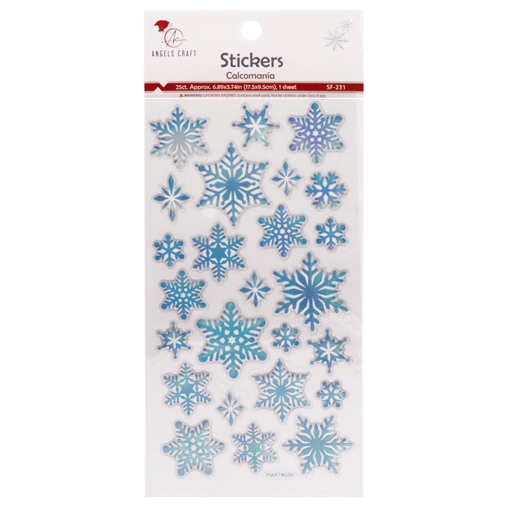 Angels Craft Epoxy Stickers: Christmas, Snowflake Sparkle (25 Stickers Total)