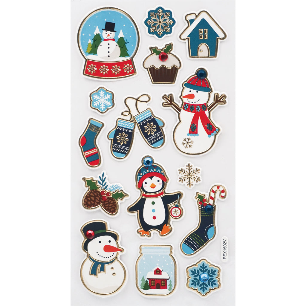 Angels Craft Pop Up Stickers: Christmas, Frosty Globes (15 Stickers Total)