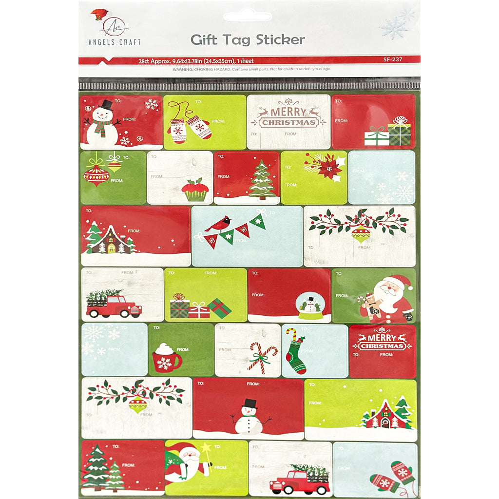 Angels Craft Christmas Tag Stickers (28 Stickers Total)