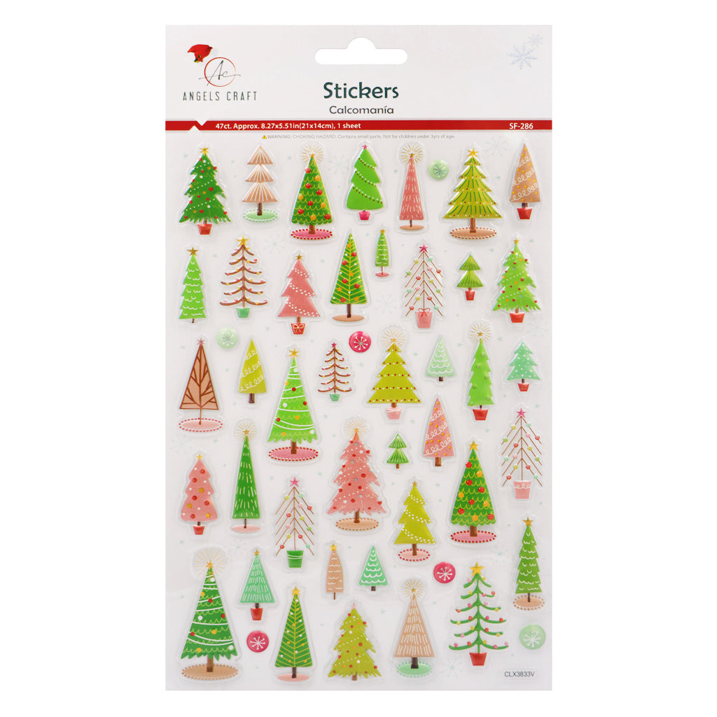 Angels Craft Stickers: Christmas Winter Trees (47 Stickers Total)