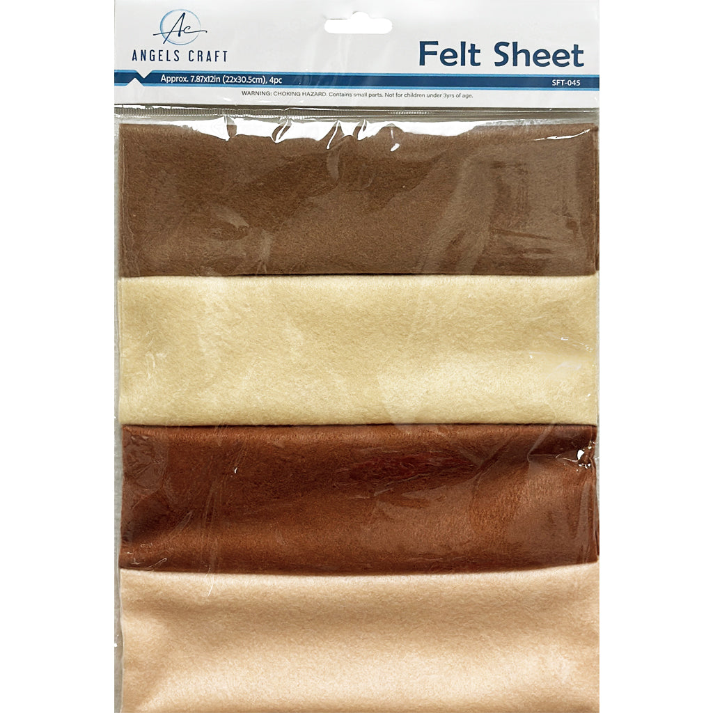 Angels Craft 4 Count Felt Sheets in Neutral Colors