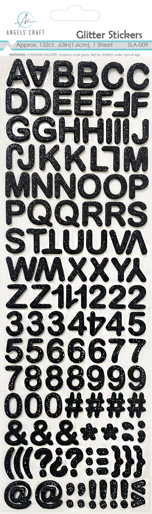 Glitter Foam Alphabet Stickers, 132-Ct Sheet, 0.63" (1.6cm) - 3 Colors