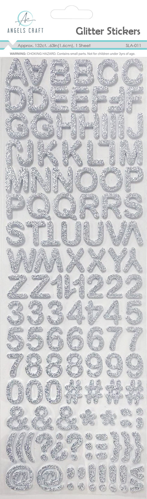 Glitter Foam Alphabet Stickers, 132-Ct Sheet, 0.63" (1.6cm) - 3 Colors