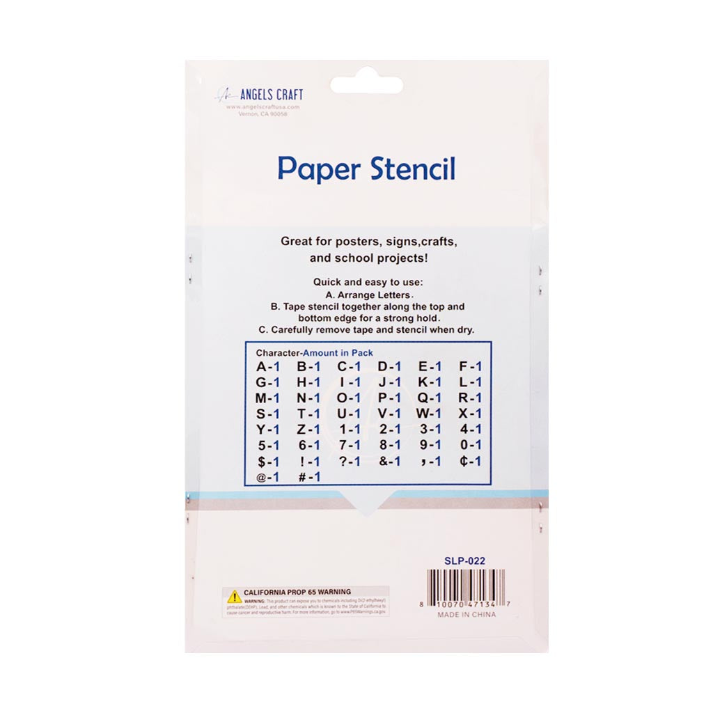 Angels Craft Paper Stencils: Alphabet Letters, Numbers & Common Symbols