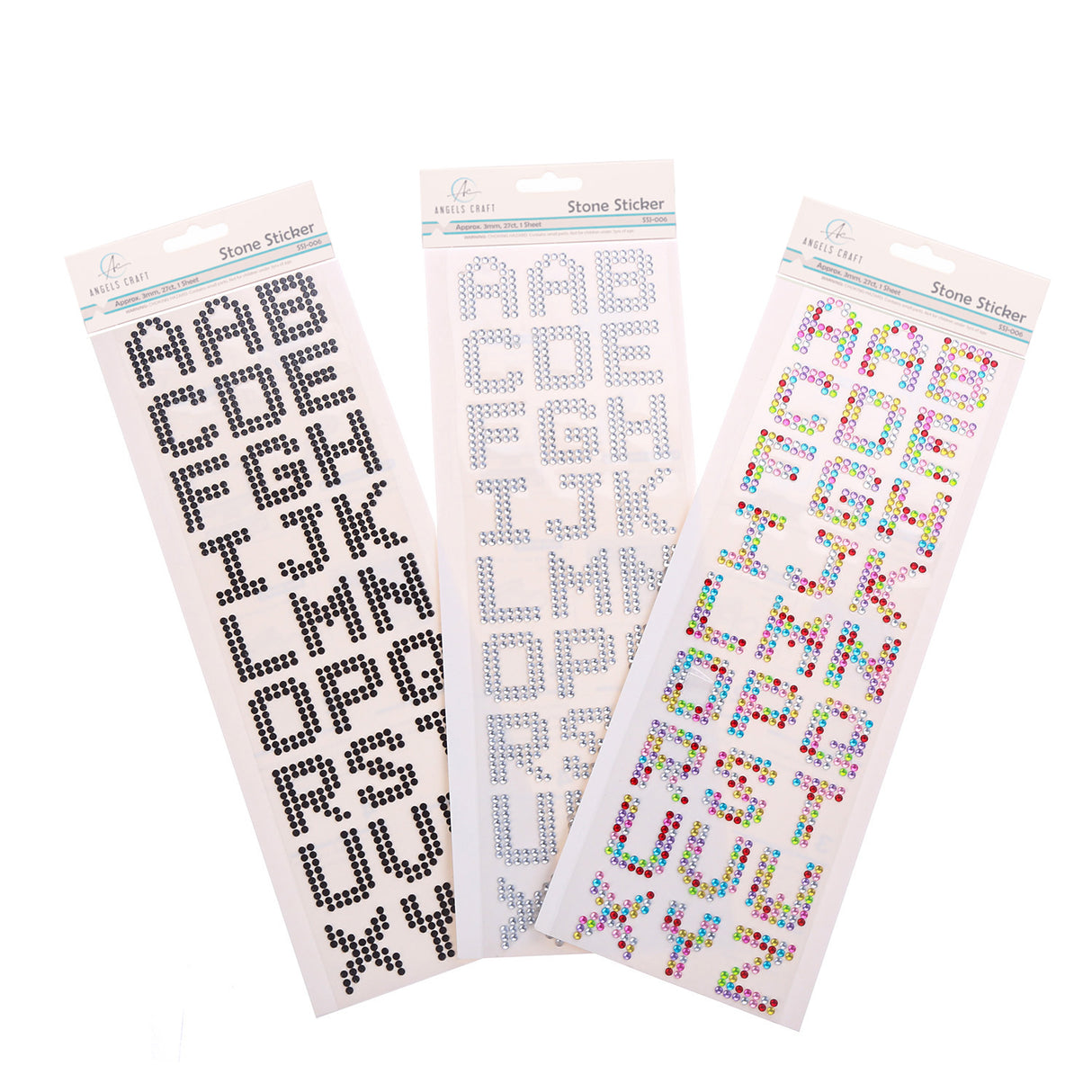 Angels Craft Stone Sticker Sheet Stickers: Alphabet 1" Letters