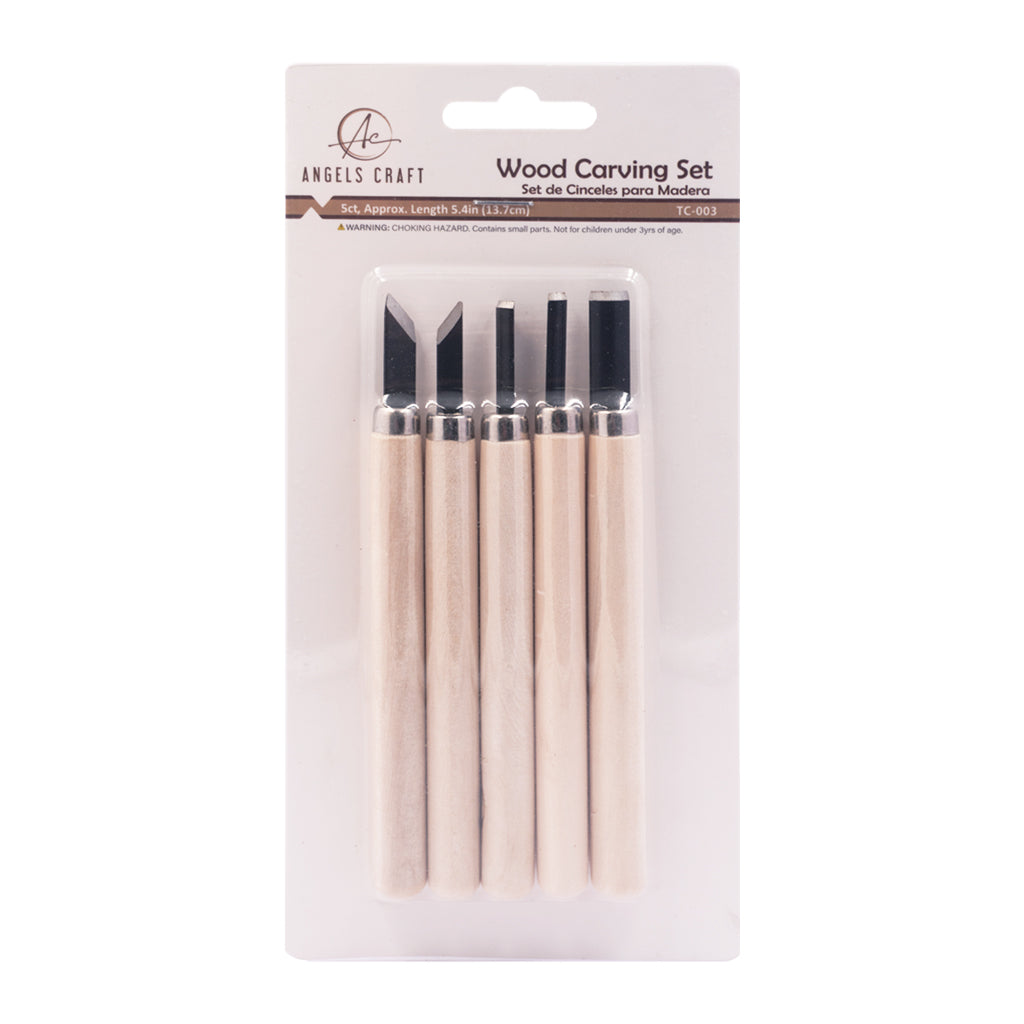 Angels Craft 5 Count 5.5" Wood Carving Set with Wood Handles