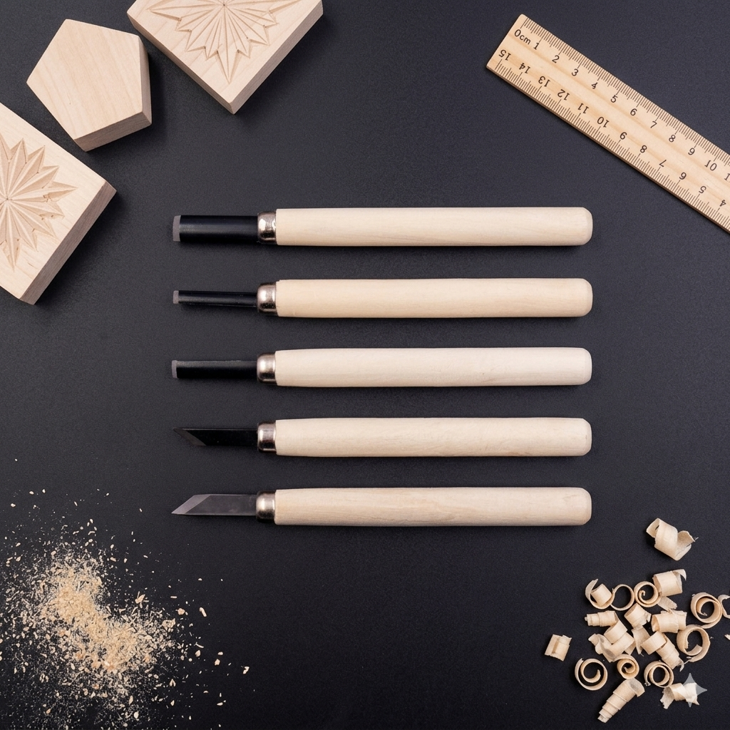 Angels Craft 5 Count 5.5" Wood Carving Set with Wood Handles