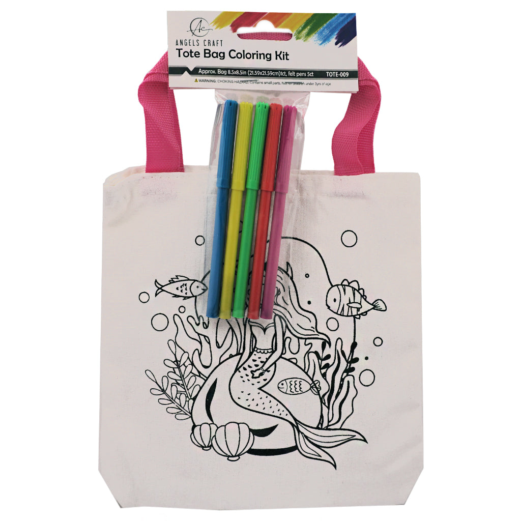 Angels Craft Coloring Tote Bag Kit | Mermaid