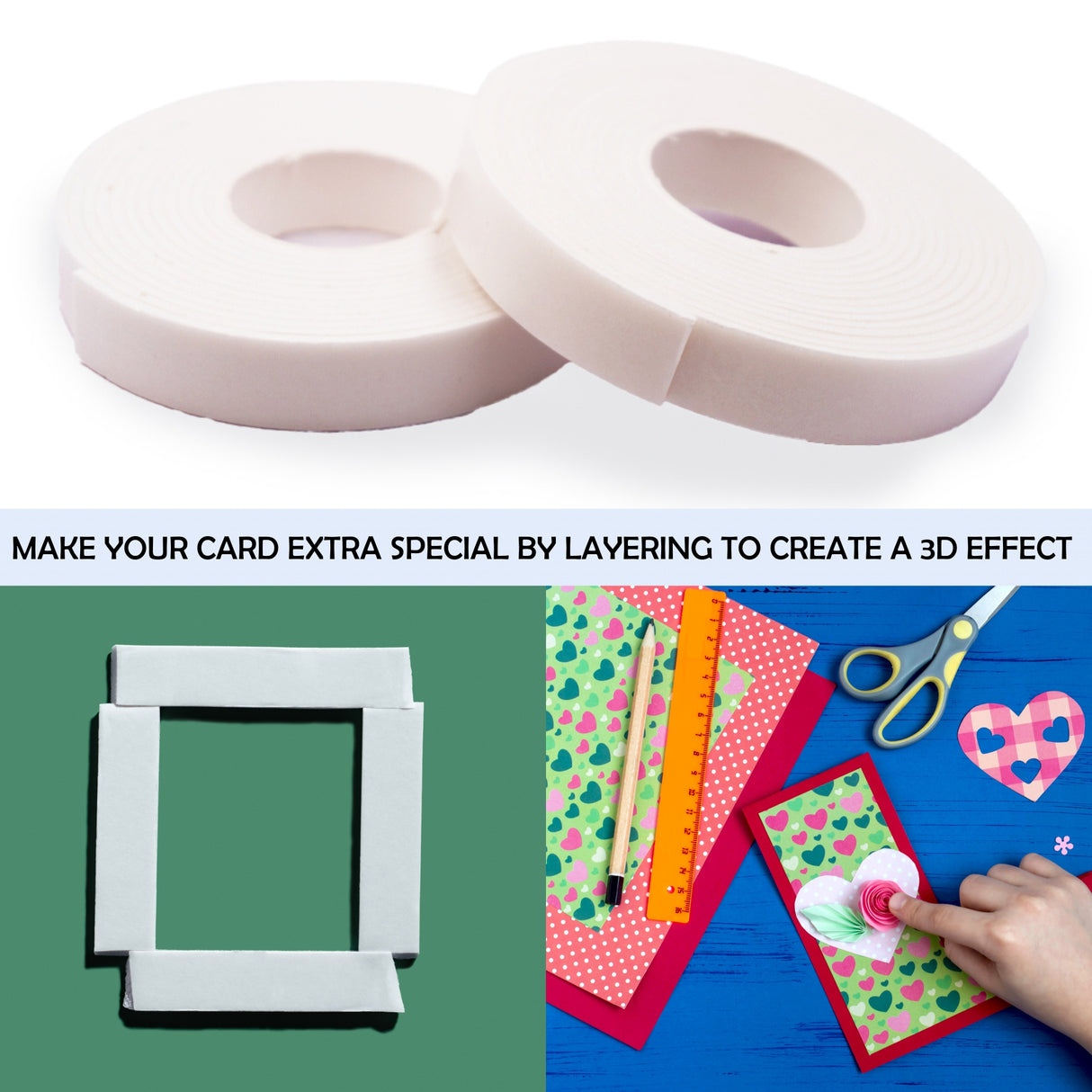 Angels Craft White Double-Sided Foam Tape, 2 Rolls