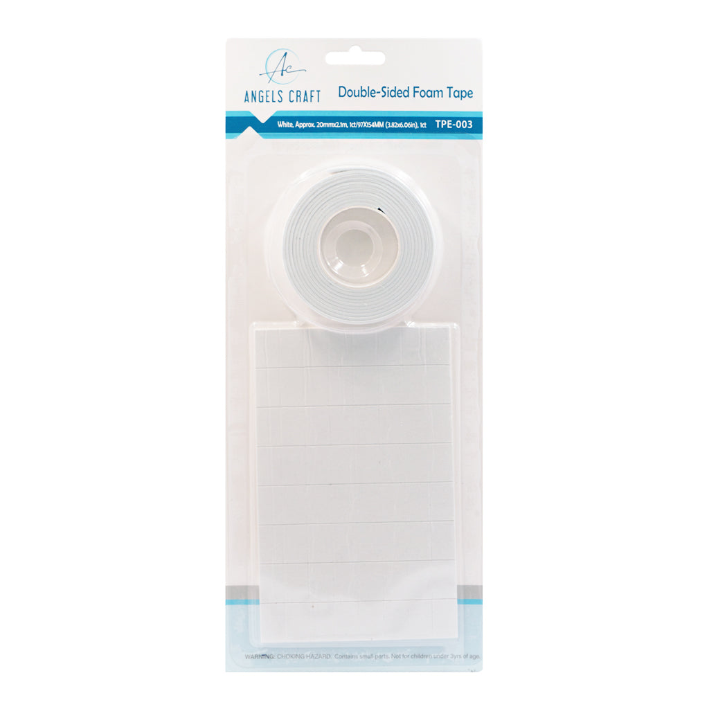 Angels Craft White Double-Sided Foam Tape, 1 Roll and 1 Sheet