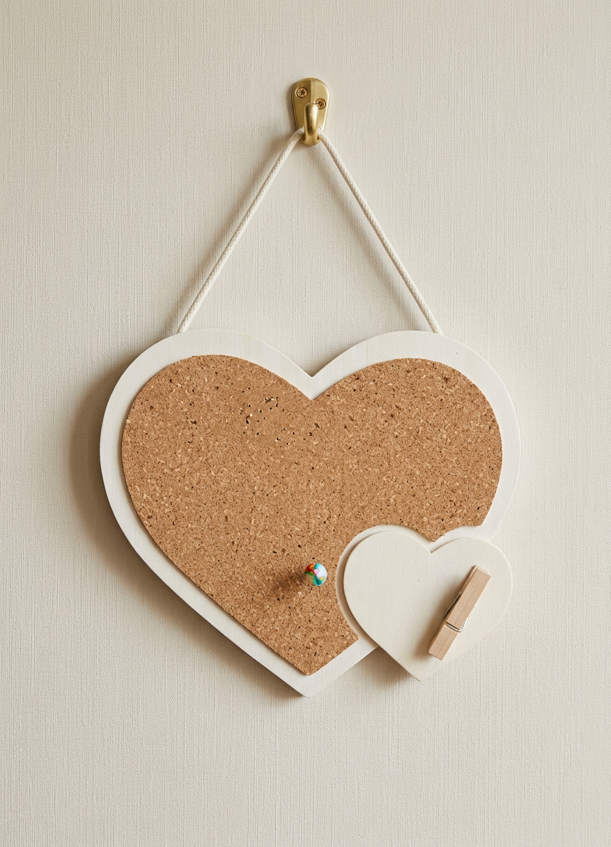 Aesthetic Heart-Shaped Hanging Cork Board