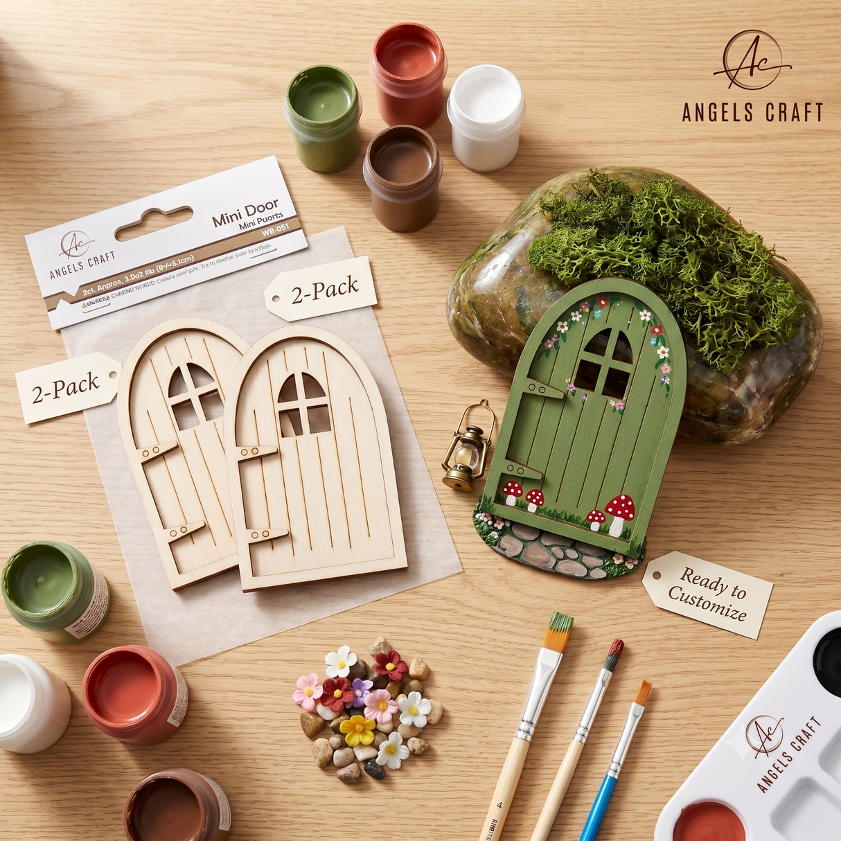 Unfinished Wooden Fairy Doors (2-Pack)