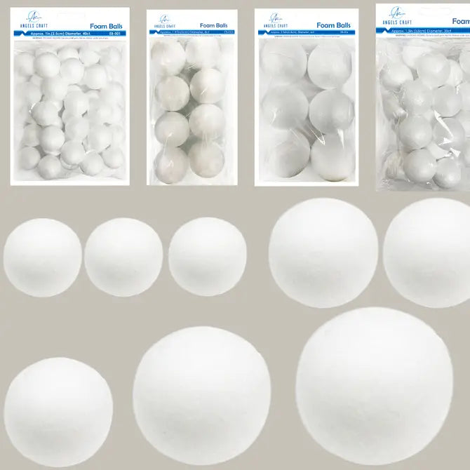 White Craft Foam Balls - Assorted Sizes