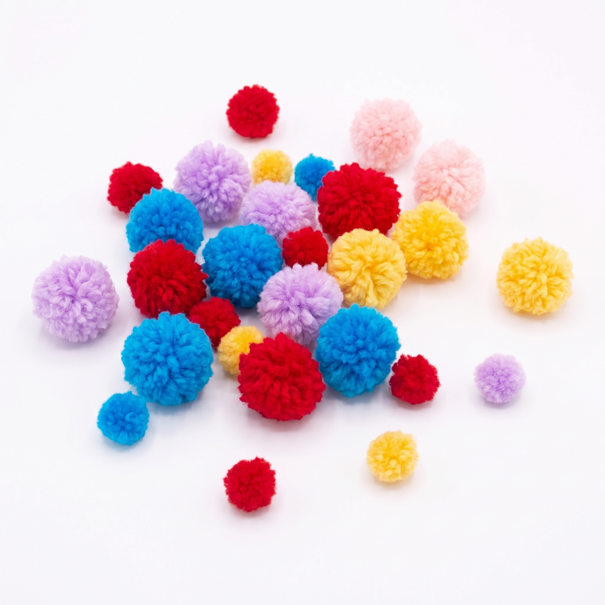 Multi-Size Craft Pom Poms Assortment – 24-Pack