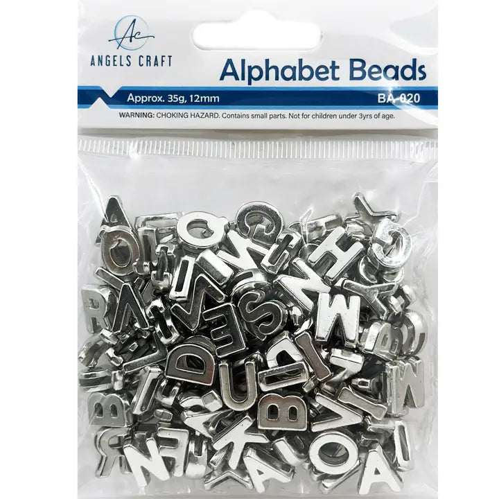 Silver Alphabet Beads for Jewelry Making, 35g (1.23 oz)