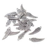 Wing Alloy Charms, Antique Silver - 20-Piece Pack