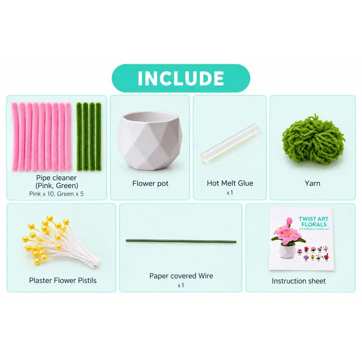 DIY Cherry Blossom Chenille Craft Kit – Potted Everlasting Floral Arrangement