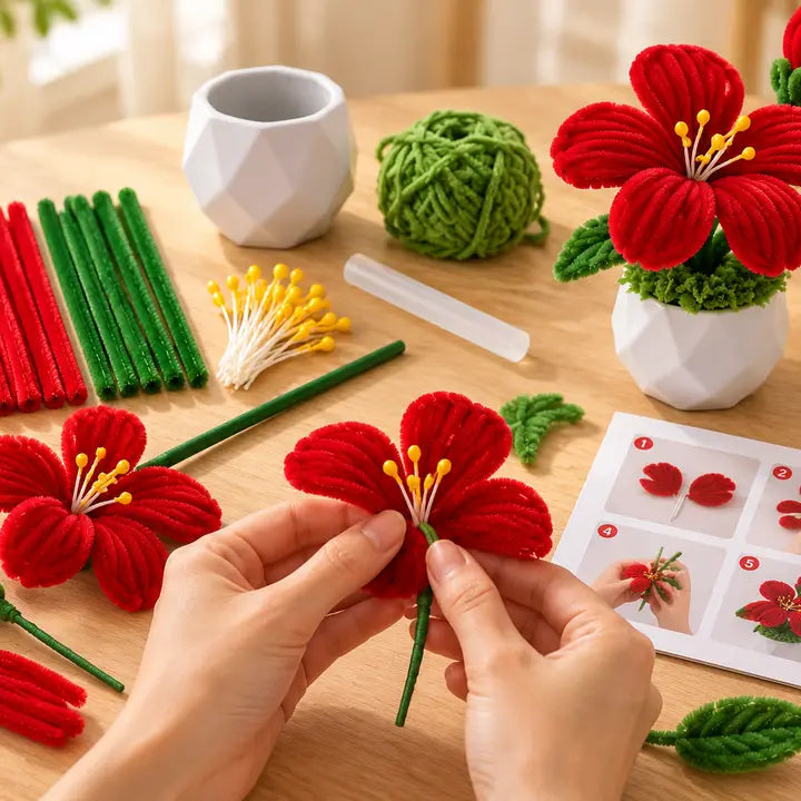 Hibiscus DIY Chenille Flower Craft Kit – Twist Art Florals