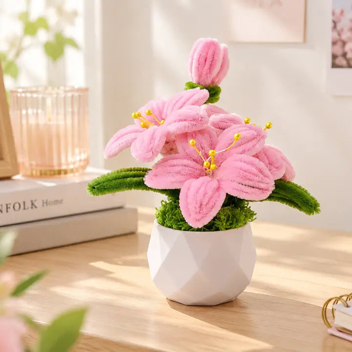 DIY Cherry Blossom Chenille Craft Kit – Potted Everlasting Floral Arrangement