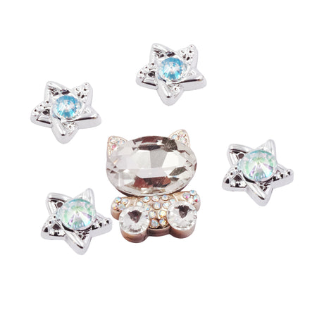Rhinestone Cat & Star Flat Back Embellishments – 5ct