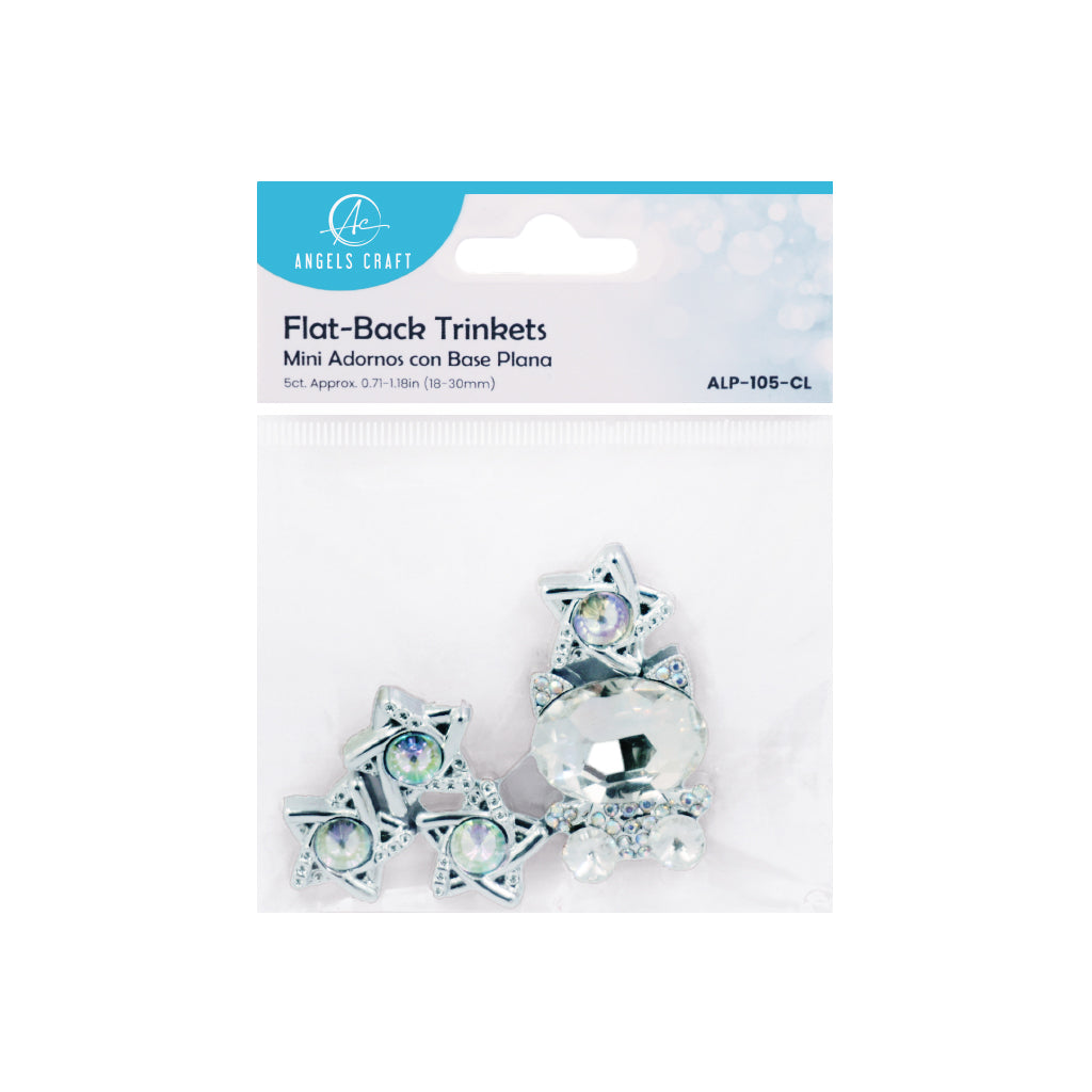 Rhinestone Cat & Star Flat Back Embellishments – 5ct