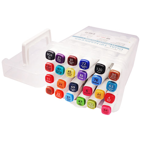 24-Piece Set of Alcohol Dual Tip Markers in Primary Colors