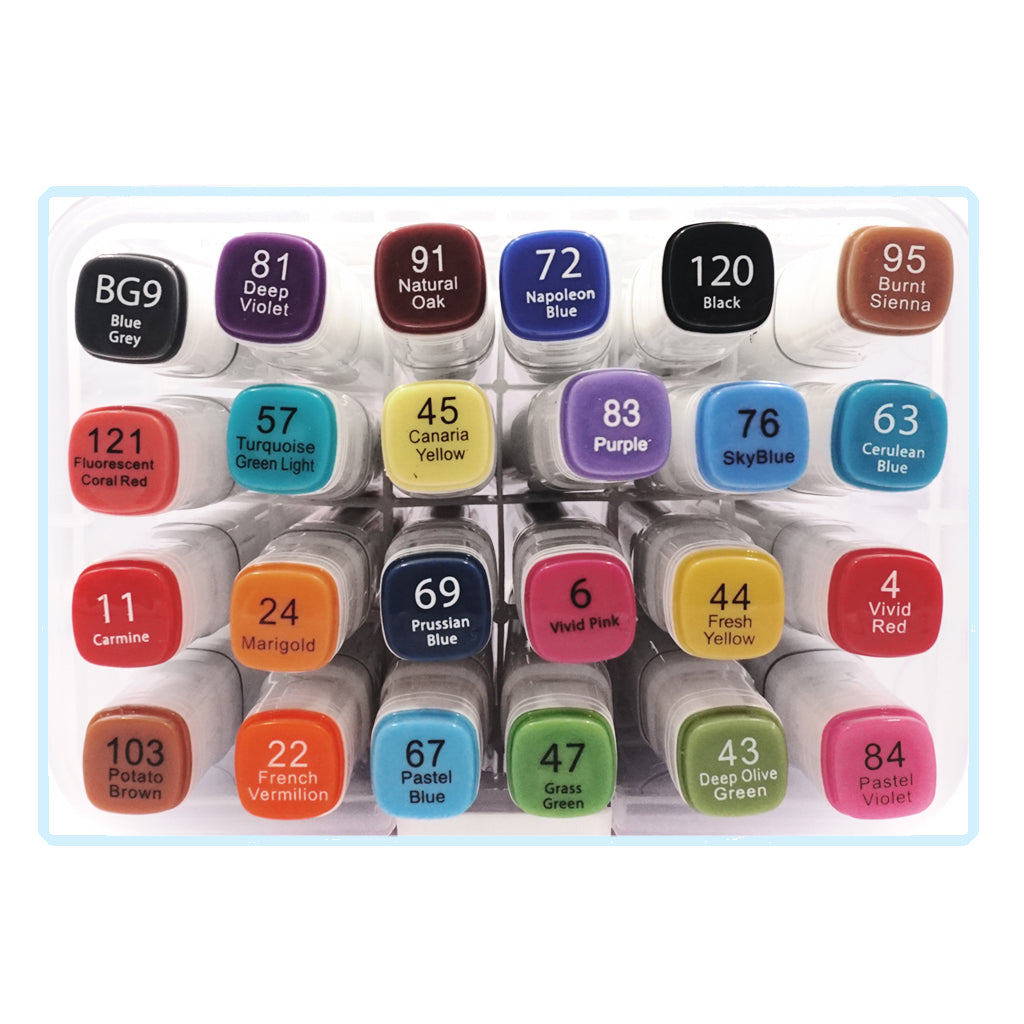 Bring Your Ideas to Life: 24-Piece Dual-Tip Alcohol Marker Set