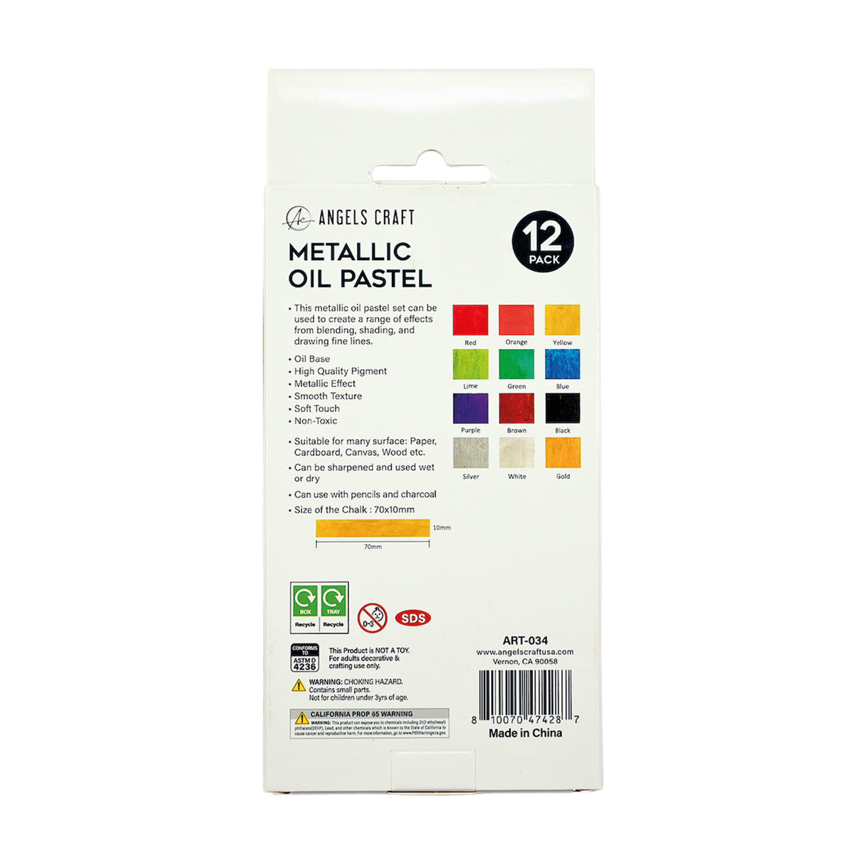 12-Piece Metallic Oil Pastel Set