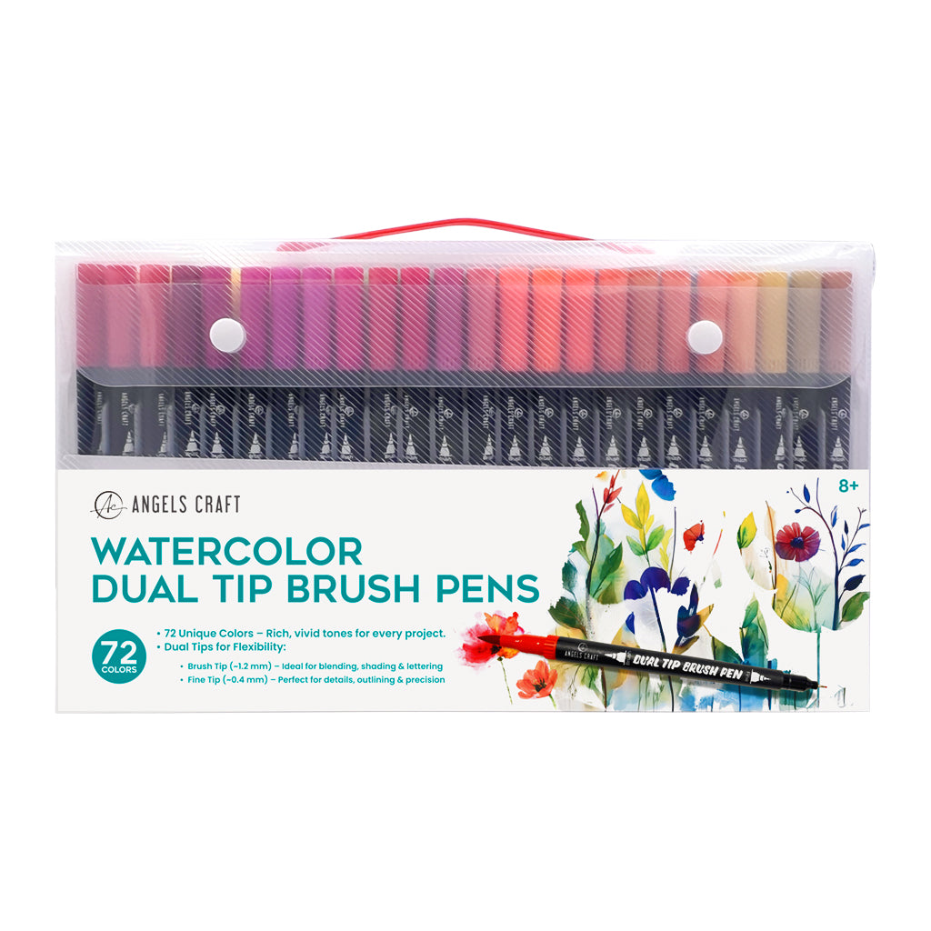 Angels Craft 72 Color Watercolor Dual Tip Brush & Fine Tip Pens